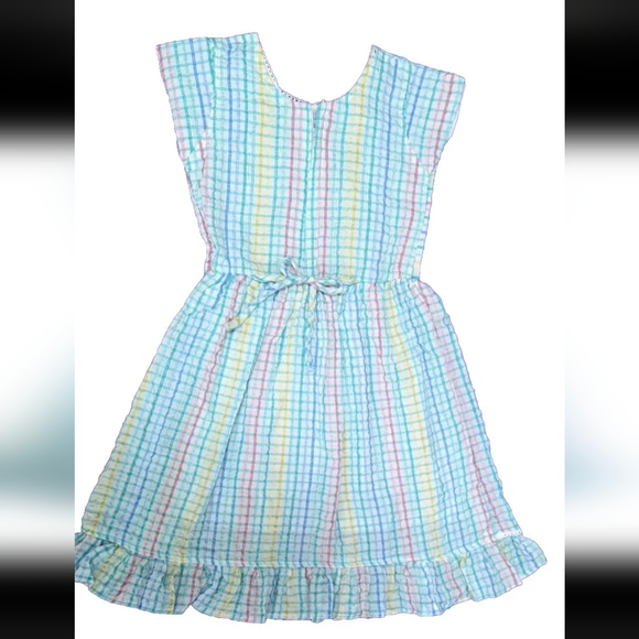 Girls Multicolor Cotton Chex Pleated 3T - 10 years Dress Knee Length - Picture 2 of 2